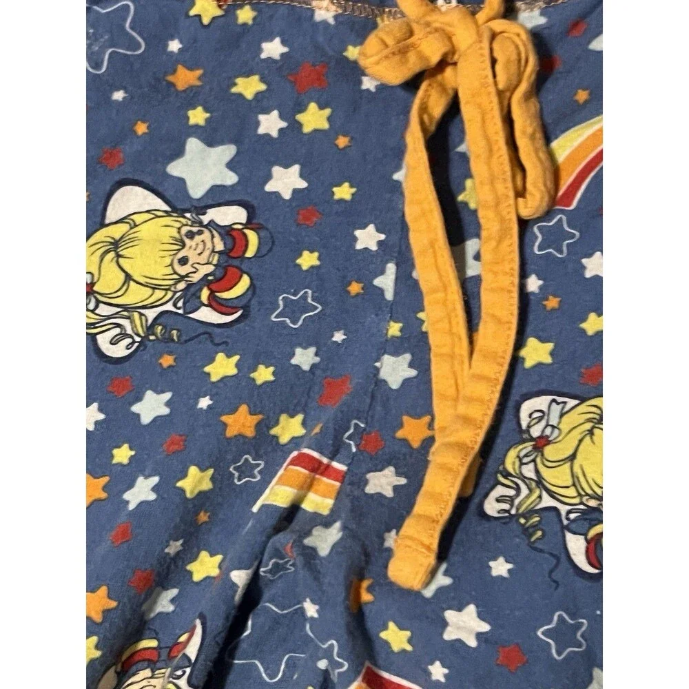 Rainbow Brite Girls Pajama Pants Blue Stars Rainbows 100% Cotton Medium AOP